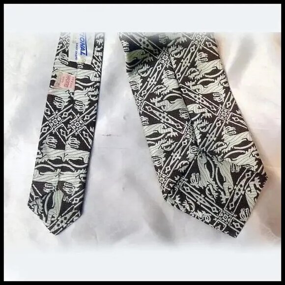 Vintage Wide Necktie with Heraldic Lions, Geek Chic Tie Early 60s - Picture 5 of 11